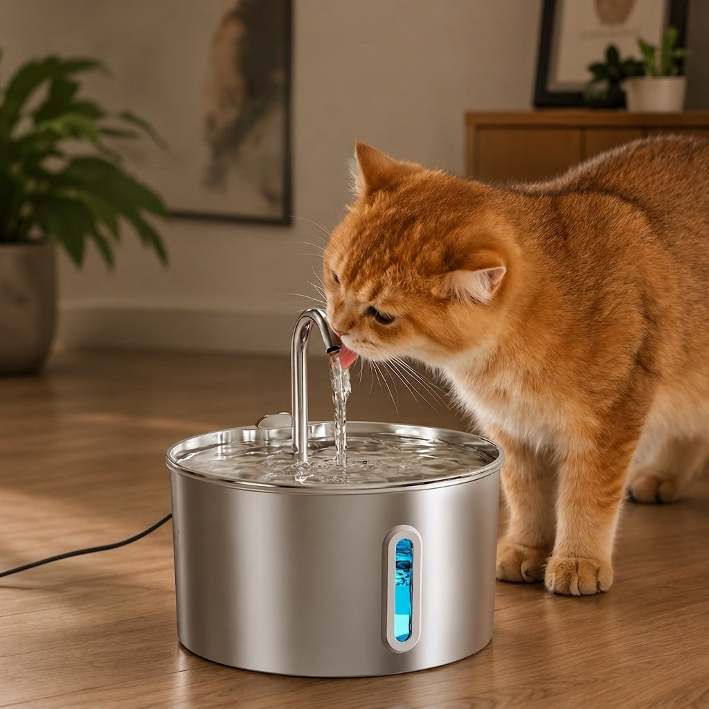 Chat buvant à une fontaine à eau LUXSIA