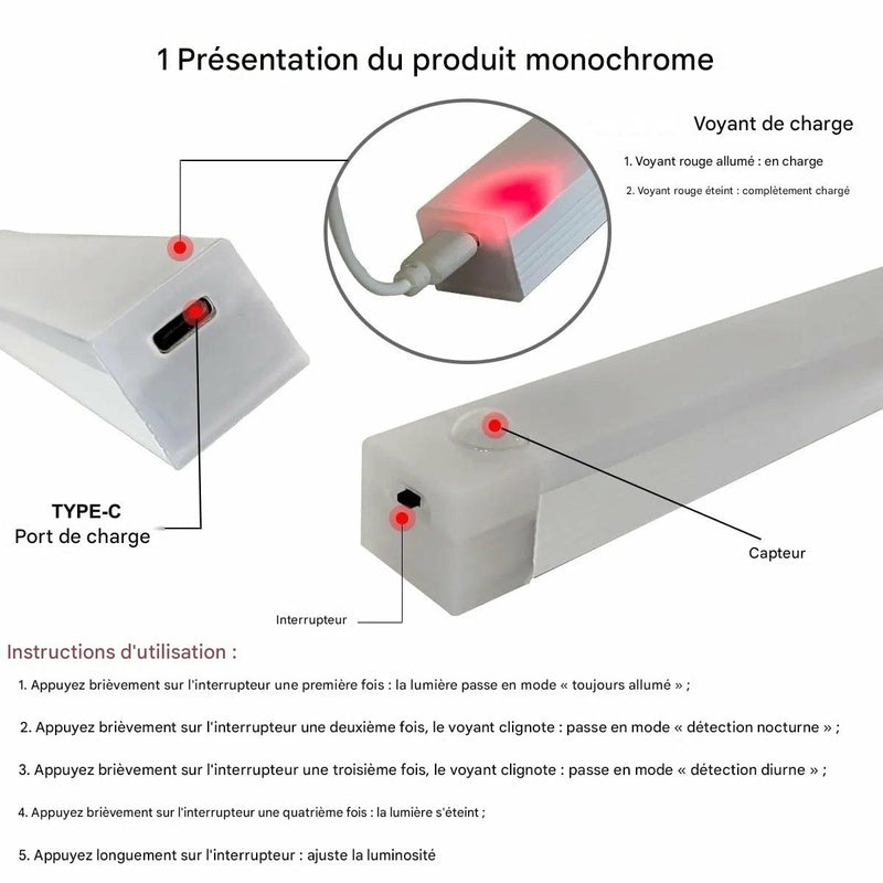 LUXSIA™ AuraSense - Lampe LED magnétique à détection de mouvement