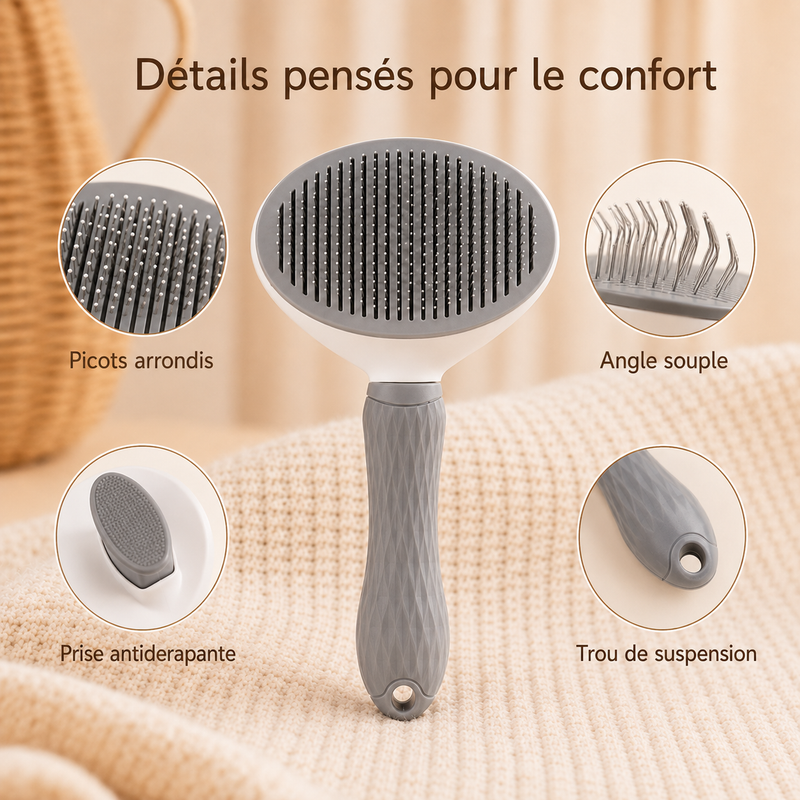 Doux — Brosse Autonettoyante pour Chat qui Perd ses Poils