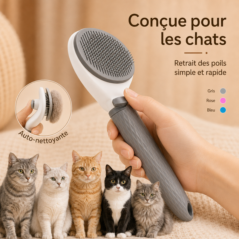 Doux — Brosse Autonettoyante pour Chat qui Perd ses Poils