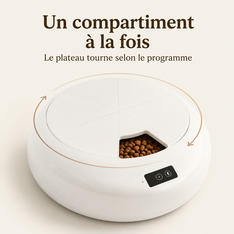 Distributeur Automatique 6 Repas — Croquettes et Pâtée Programmées