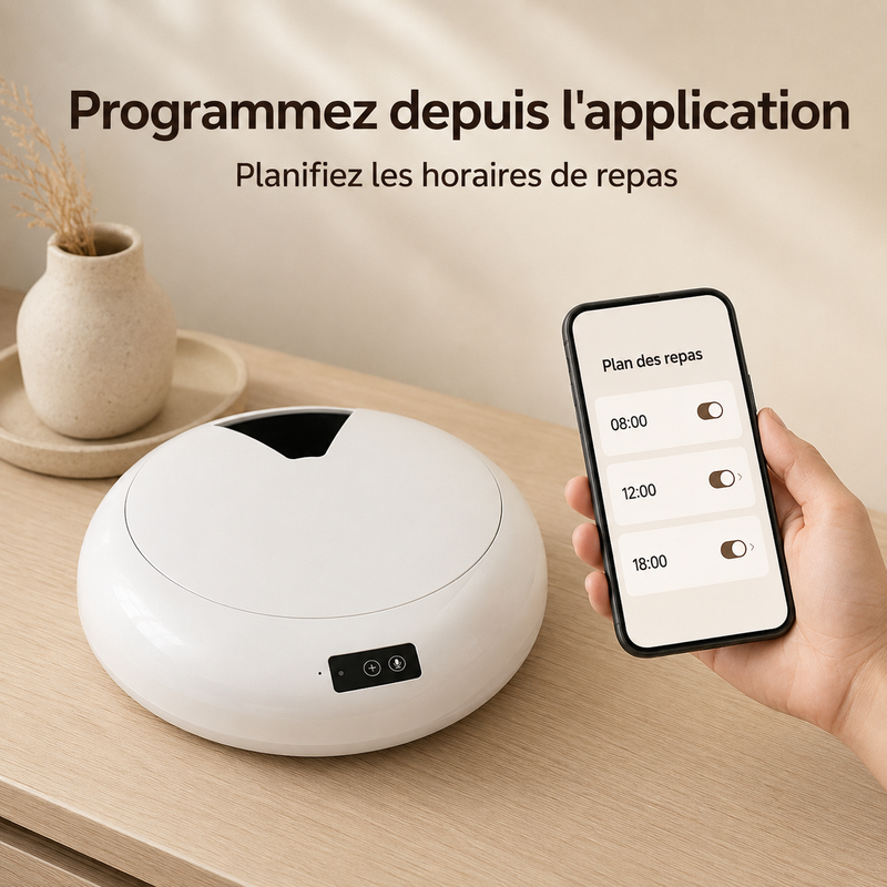 Distributeur Automatique 6 Repas — Croquettes et Pâtée Programmées