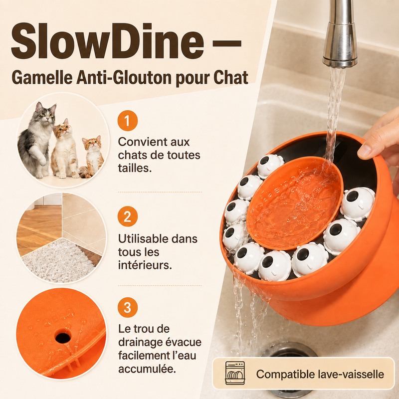SlowDine — Gamelle Anti-Glouton pour Chat qui Mange Trop Vite