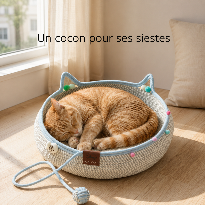 Griffoir-Lit 2 en 1 — Espace Repos et Griffades avec Balles
