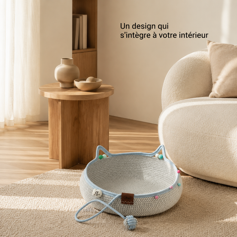 Griffoir-Lit 2 en 1 — Espace Repos et Griffades avec Balles