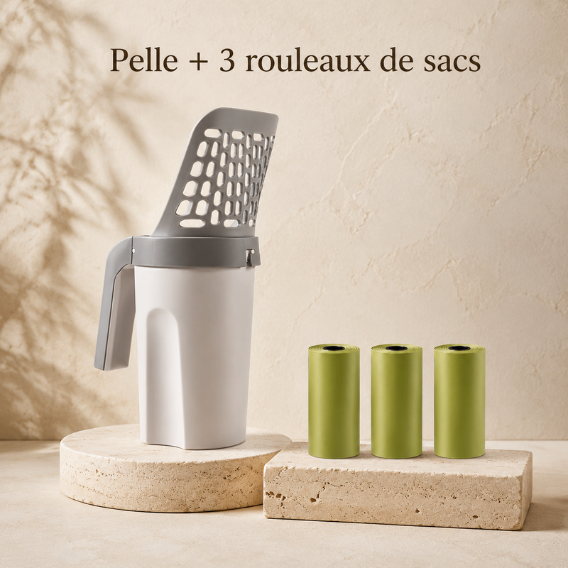 Pelle à Litière Filtrante — Ramassage Facile et Hygiénique