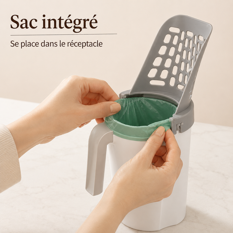 Pelle à Litière Filtrante — Ramassage Facile et Hygiénique