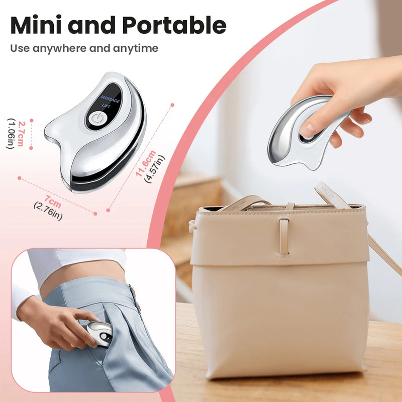 Electric Gua Sha Heated Device Red Blue Light Face Vibration Massager Scraping Board for Skin Rejuvenation Face Lifting Machine