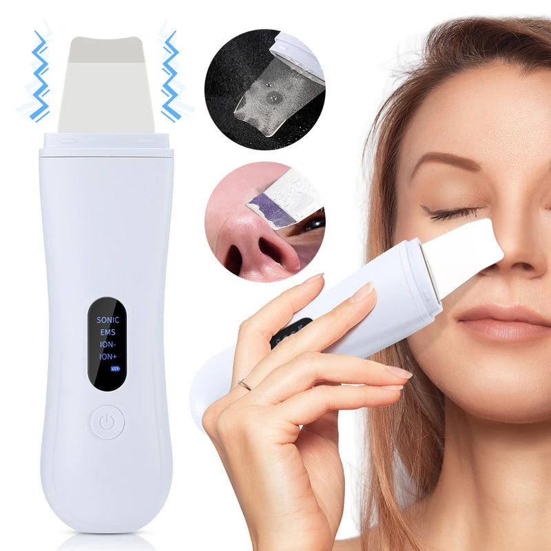Ultrasonic Skin Scrubber Face Pore Cleaner Deep Cleansing Tool with 4 Modes Peeling Blackhead Remover for Facial Skincare