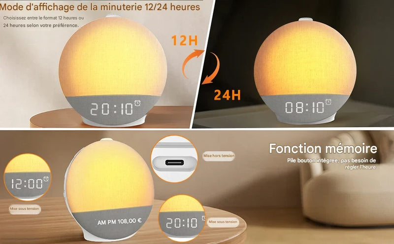 Réveil Aurore Relax™ | Réveillez-vous Naturellement et Dormez Plus Profondément