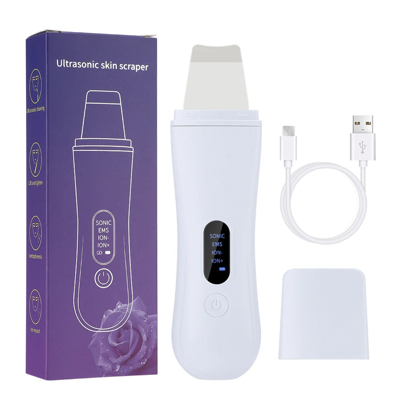 Ultrasonic Skin Scrubber Face Pore Cleaner Deep Cleansing Tool with 4 Modes Peeling Blackhead Remover for Facial Skincare