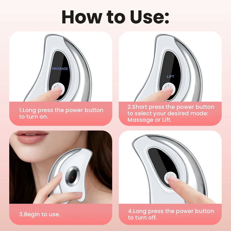 Electric Gua Sha Heated Device Red Blue Light Face Vibration Massager Scraping Board for Skin Rejuvenation Face Lifting Machine