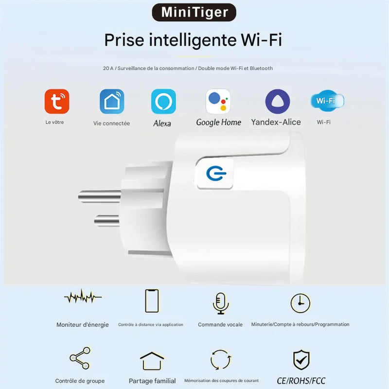 Prise Connectée WiFi LUXSIA avec Suivi Énergie