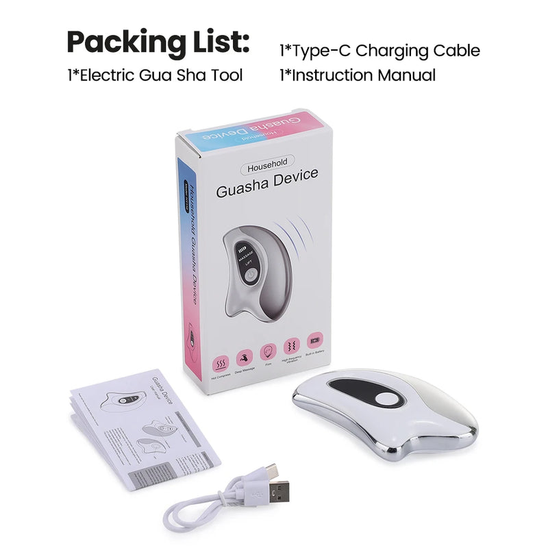 Electric Gua Sha Heated Device Red Blue Light Face Vibration Massager Scraping Board for Skin Rejuvenation Face Lifting Machine