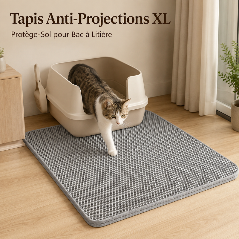 Tapis Anti-Projections XL — Protège-Sol pour Bac à Litière