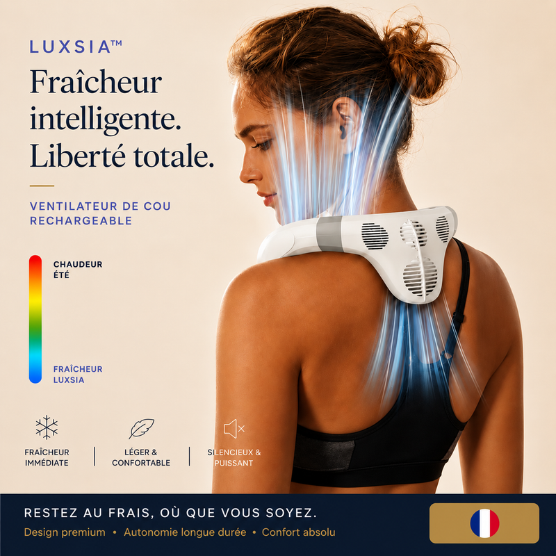 LUXSIA™ BreezeGo — Ventilateur de Cou Rechargeable avec Écran LED