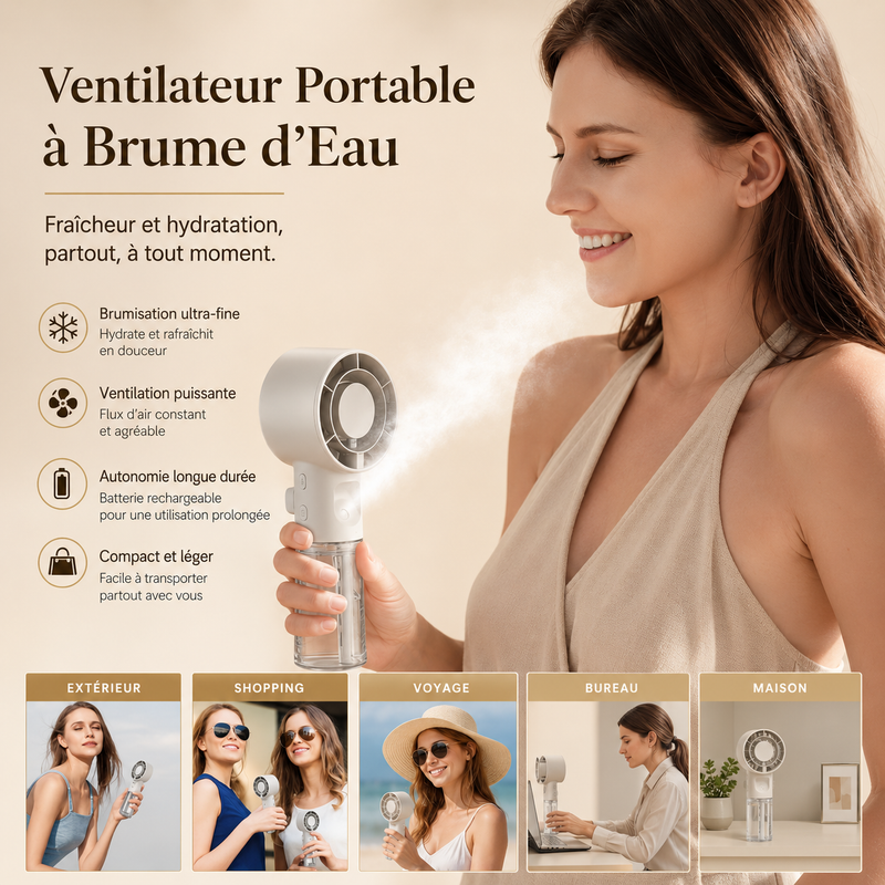 Mini Ventilateur Brumisateur Rechargeable LUXSIA™
