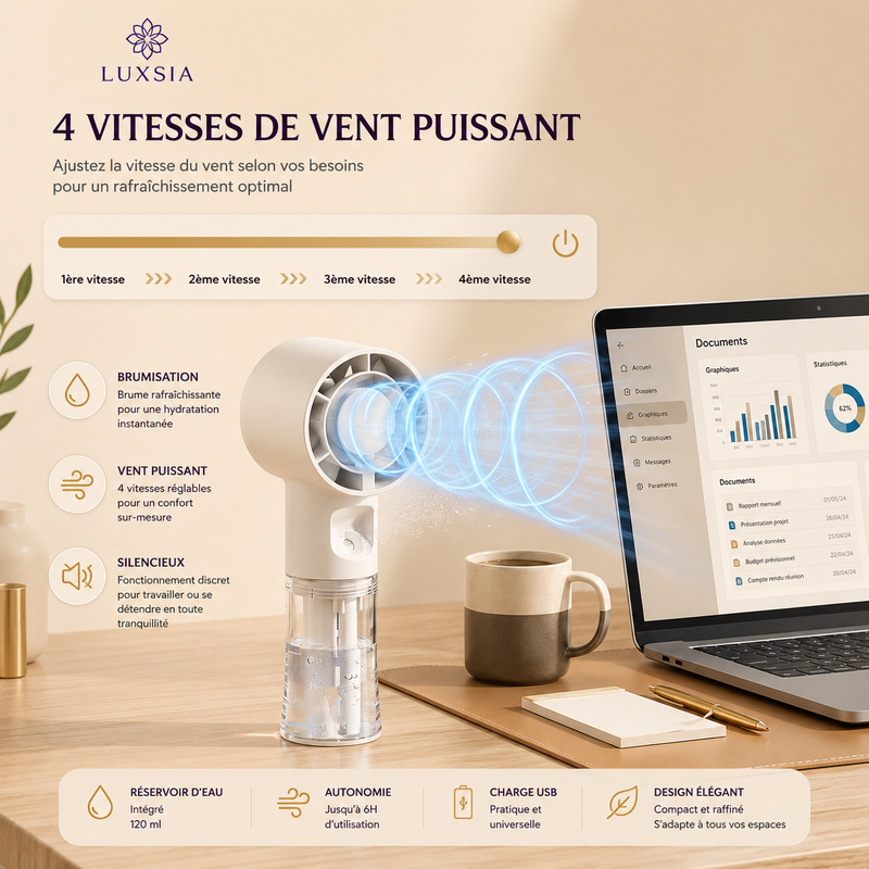 Mini Ventilateur Brumisateur Rechargeable LUXSIA™