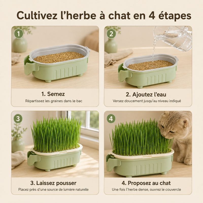 Pousse — Pot Réutilisable pour Herbe à Chat