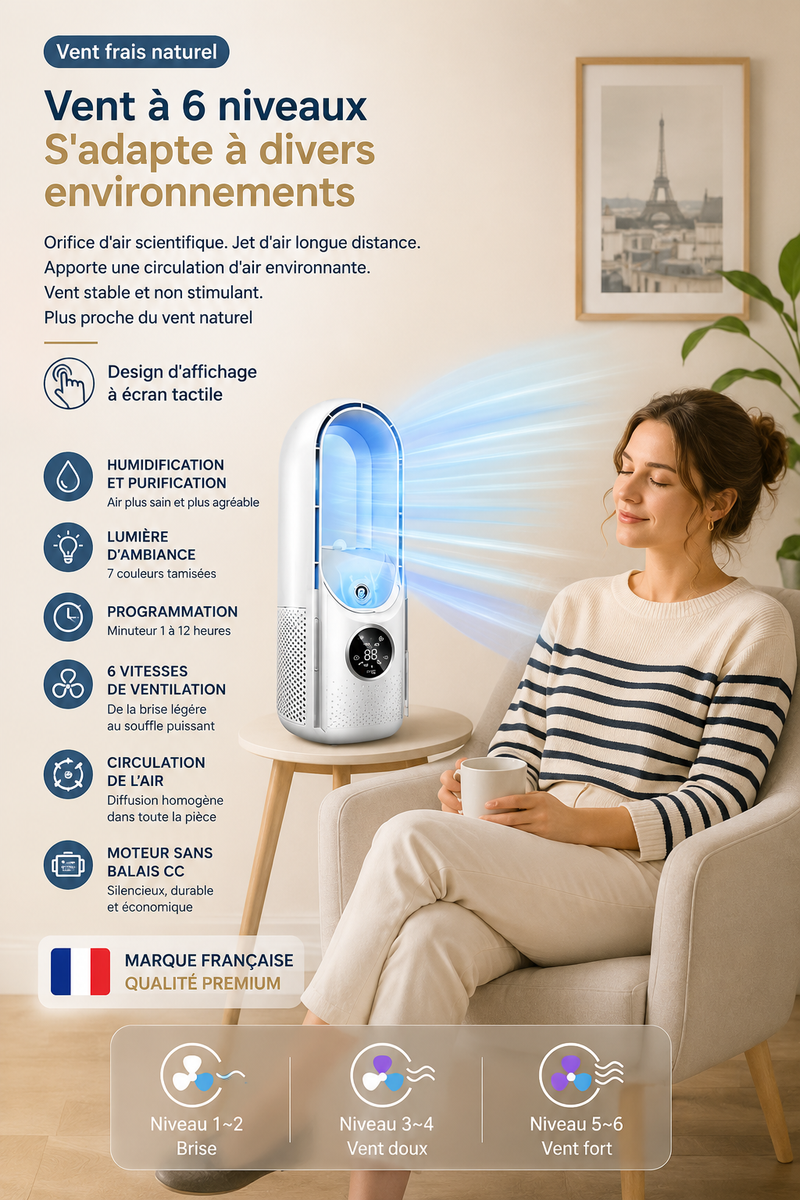 Luxsia AeroCool™ — ventilateur sans lame rafraîchissant et humidificateur (photo 1)